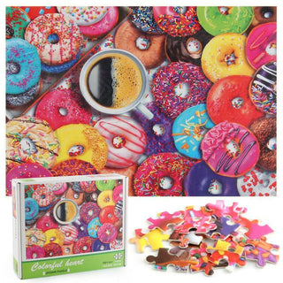 1000Pcs Thick Papers Jigsaw Puzzles Fun Game Challenge Gift For Adults Teens Kids (Colorful Donut)