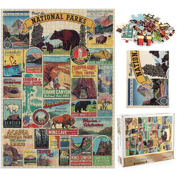 1000Pcs Thick Papers Jigsaw Puzzles Fun Game Challenge Gift For Teens Kids (National Park)