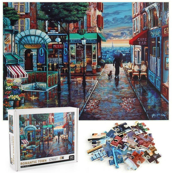 1000Pcs Thick Papers Jigsaw Puzzles Fun Game Challenge Gift For Teens Kids (Town Street)