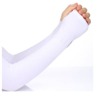 Buy white UV Sun Protection Cooling Arm Sleeves With Thumb Hole For Basketball Running Cycling Golf (7 Colors Available)