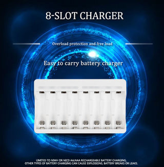 Beston 8-Slot Battery USB Charger for 1.2V AA AAA NiMh Rechargeable Battery