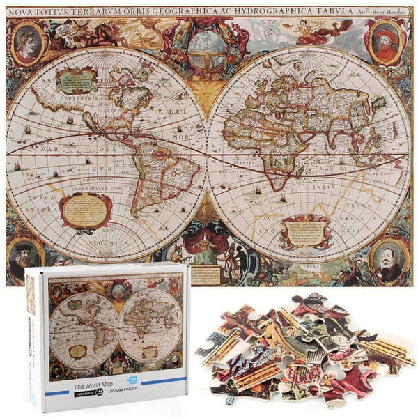 1000Pcs Thick Papers Jigsaw Puzzles Fun Game Challenge Gift For Adults Teens Kids (Old World Map)