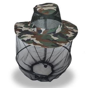 Camouflage Hat with Mosquito Net Bee Fishing Repellent Mesh Camping Hiking Camo