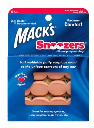6 Pairs Macks Snoozers Silicone Moldable Earplugs Snore Swim Study 22dB