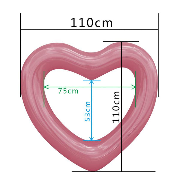 2 Sizes Inflatable Pool Float Swim Ring Heart Shape Rose Gold Glitter