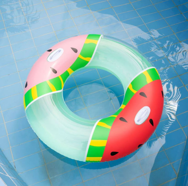 Double Color Inflatable Pool Float Swim Ring Watermelon With Handle 120cm