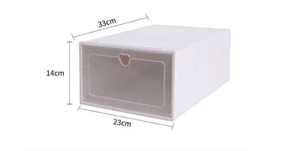 Foldable Plastic Stackable Shoe Storage Box Organizer Heart Drawer For Women Kids