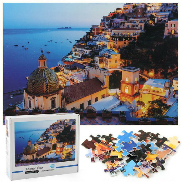 1000Pcs Thick Papers Jigsaw Puzzles Fun Game Challenge Gift For Teens Kids (Aegean Sea-B)