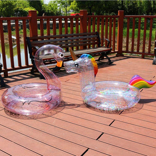 Inflatable Pool Float Swim Ring Transparent Flamingo Unicorn