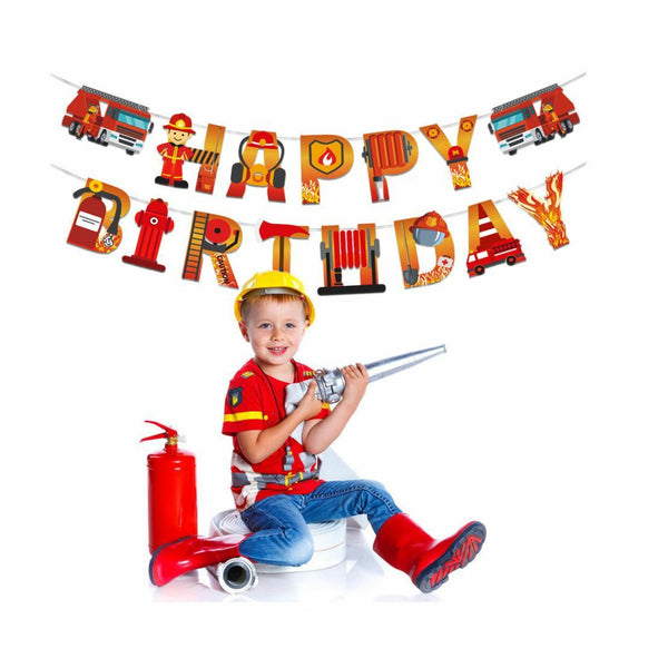 5M Firetruck Paper Letters HAPPY BIRTHDAY Set Party Decoration Strip Kids Party