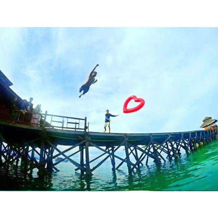 2 Sizes Inflatable Pool Float Swim Ring Heart Shape Red - Go2buy Australia