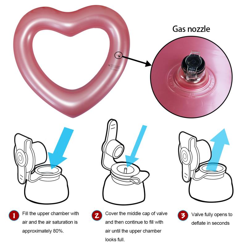 2 Sizes Inflatable Pool Float Swim Ring Heart Shape Rose Gold Glitter - Go2buy Australia