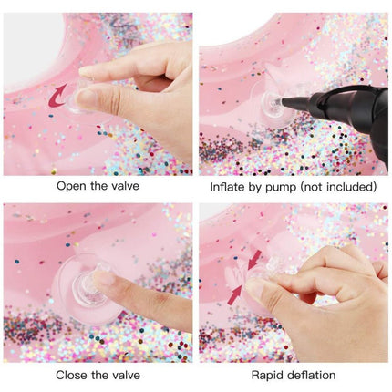 2 Sizes Inflatable Pool Float Swim Ring Heart Shape Rose Gold Glitter - Go2buy Australia