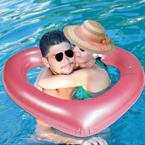 2 Sizes Inflatable Pool Float Swim Ring Heart Shape Rose Gold Glitter - Go2buy Australia
