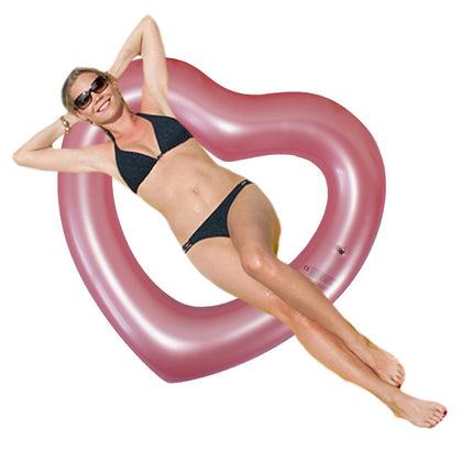 2 Sizes Inflatable Pool Float Swim Ring Heart Shape Rose Gold Glitter - Go2buy Australia
