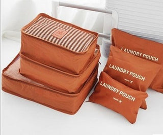 Buy orange 6PCS Travel Luggage Organizer Set Backpack Storage Pouches Suitcase Packing Bags(11 Colors Available)