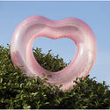 2 Sizes Inflatable Pool Float Swim Ring Heart Shape Rose Gold Glitter