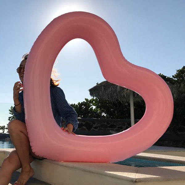 2 Sizes Inflatable Pool Float Swim Ring Heart Shape Pink