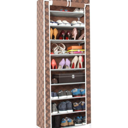 27 Pairs Portable Shoe Rack with Nonwoven Fabric Cover 10 Tiers Storage Organizer - Go2buy Australia