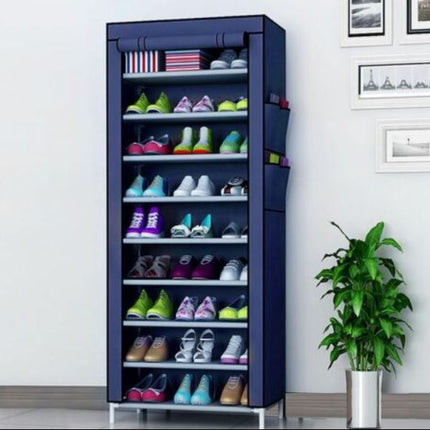 27 Pairs Portable Shoe Rack with Nonwoven Fabric Cover 10 Tiers Storage Organizer - Go2buy Australia