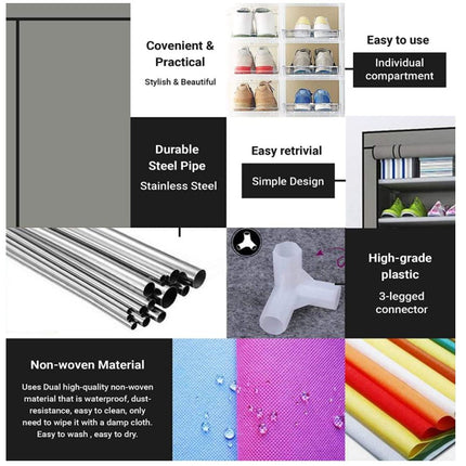 27 Pairs Portable Shoe Rack with Nonwoven Fabric Cover 10 Tiers Storage Organizer - Go2buy Australia