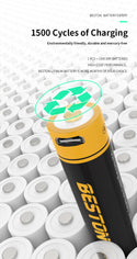 Beston Micro USB AAA/AA Rechargeable Battery Li-ion Battery 3500mWh With cable