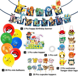 Cartoon Pokemon Pikachu Foil Helium Balloon Birthday Set Party Decoration