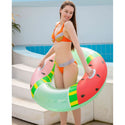 Double Color Inflatable Pool Float Swim Ring Watermelon With Handle 120cm