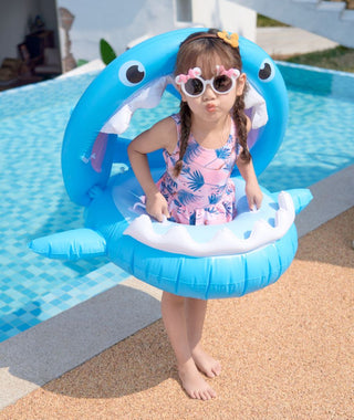 Inflatable Baby Float Shark With Sunshade Swimming Seat Floating Pool Toy Swim Ring