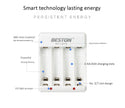 Beston 4-Slot Quick Smart Intelligent QC Battery USB Charger for 1.2V AA AAA NiMh Rechargeable Battery