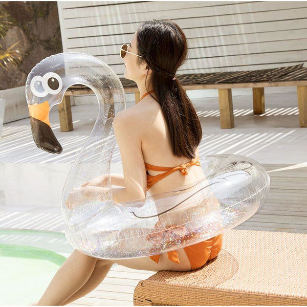 Inflatable Pool Float Swim Ring Transparent Flamingo Unicorn