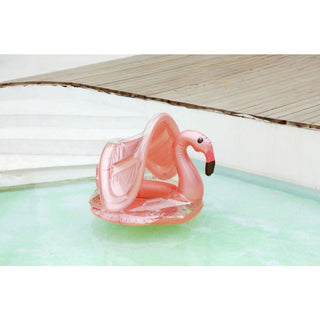Inflatable Pool Float Swim Ring For Kids Flamingo With Sunshade