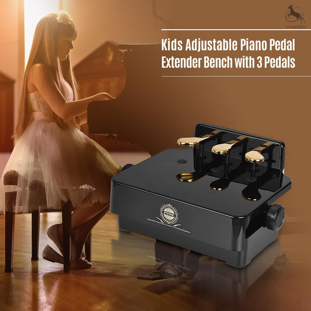Piano Pedal Extender Bench for Kids Adjustable Height w/ 3 Foot Pedals