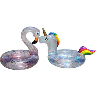 Inflatable Pool Float Swim Ring Transparent Flamingo Unicorn