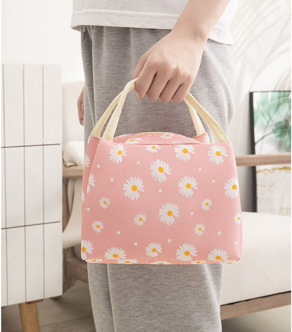 Insulated Daisy Lunch Bag Tote Container For Women Kids Office Work School (6 Colors Available)