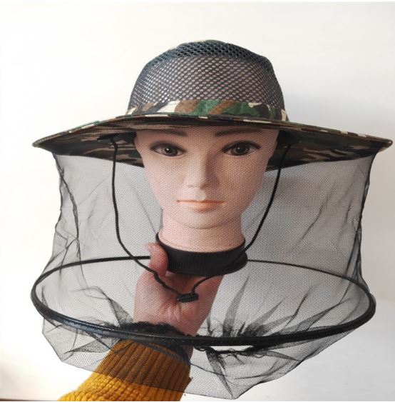 Camouflage Hat with Mosquito Net Bee Fishing Repellent Mesh Camping Hiking Camo