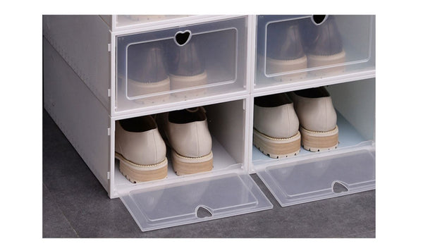 Foldable Plastic Stackable Shoe Storage Box Organizer Heart Drawer For Women Kids