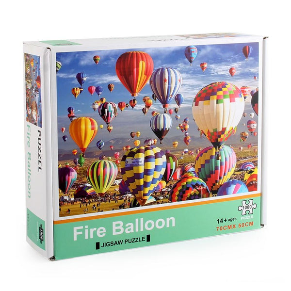 1000Pcs Thick Papers Jigsaw Puzzles Fun Game Challenge Gift For Adults Teens Kids (Hot Air Balloon-A)