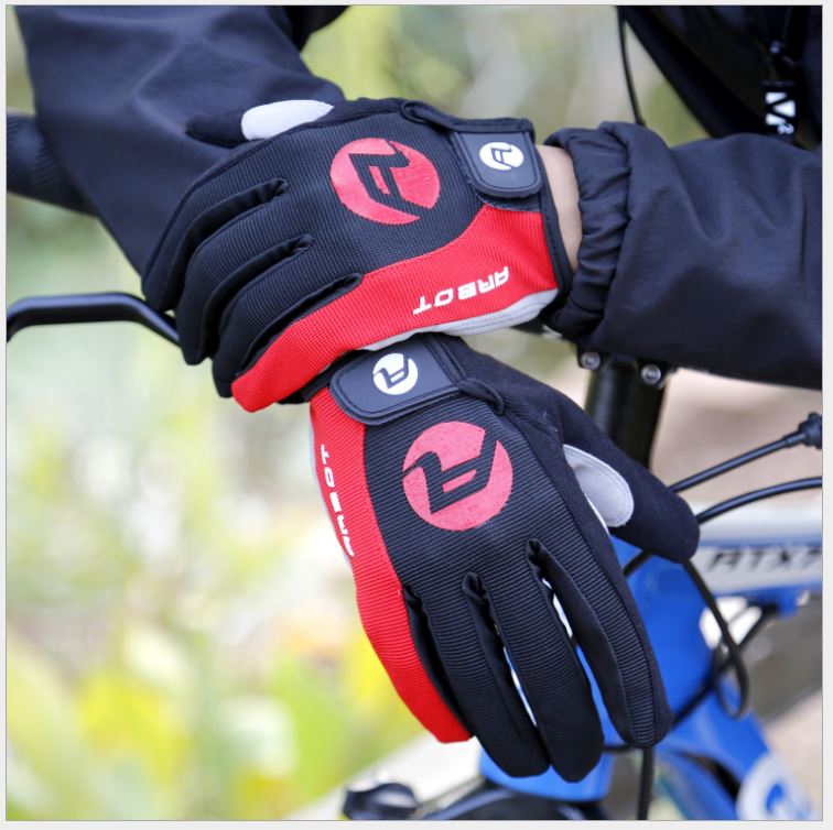 Red Arbot Cycling Bicycle Bike Full Finger Antiskid Touch Sscreen Breathabl Gloves