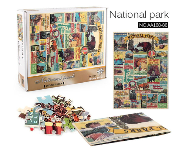 1000Pcs Thick Papers Jigsaw Puzzles Fun Game Challenge Gift For Teens Kids (National Park)