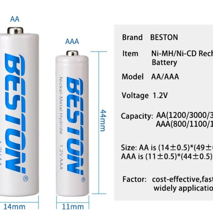 4PCS Beston Rechargeable Battery NiMH AAA 1.2V 1100mAh With Carry Box - Go2buy Australia
