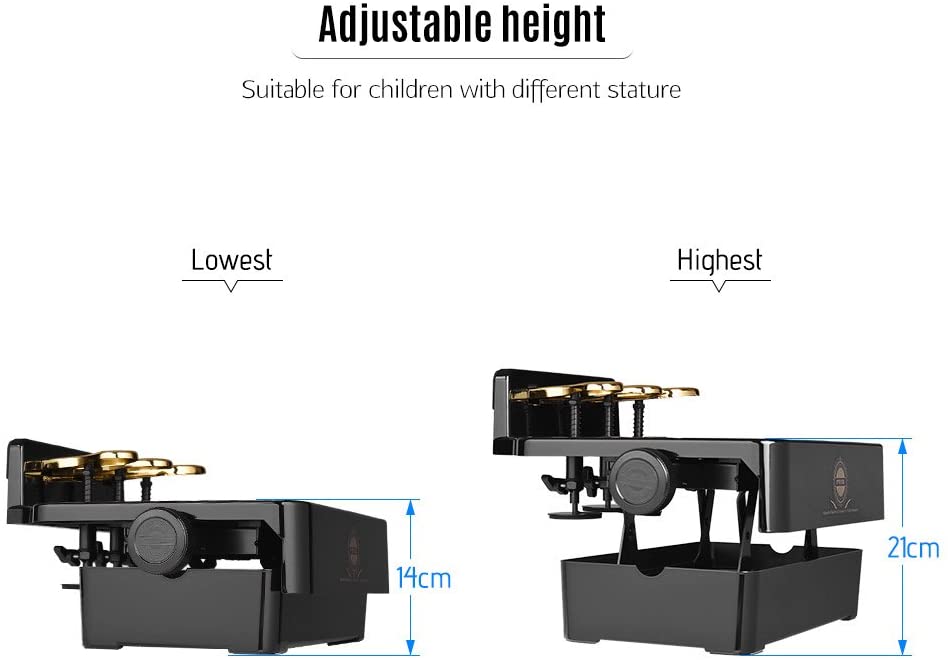 Piano Pedal Extender Bench for Kids Adjustable Height w/ 3 Foot Pedals