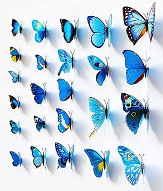 Buy blue 12PCS 3D Butterfly Wall Removable Sticker Decals Kids Art Nursery Decor Magnets