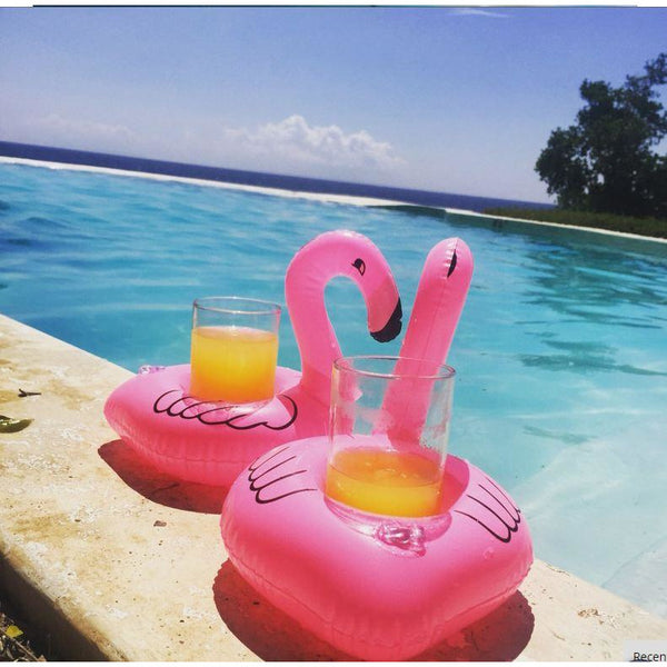 Inflatable Flamingos Drink Cup Holder Float For Party