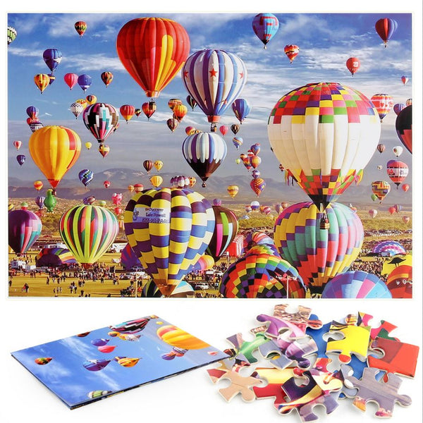 1000Pcs Thick Papers Jigsaw Puzzles Fun Game Challenge Gift For Adults Teens Kids (Hot Air Balloon-A)