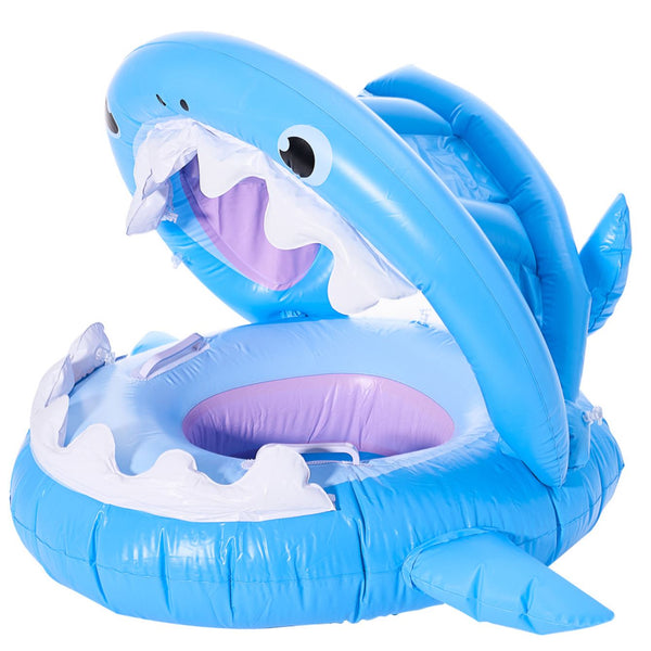 Inflatable Baby Float Shark With Sunshade Swimming Seat Floating Pool Toy Swim Ring