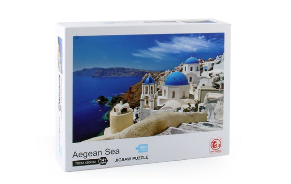 1000Pcs Thick Papers Jigsaw Puzzles Fun Game Challenge Gift For Teens Kids (Aegean Sea-A)