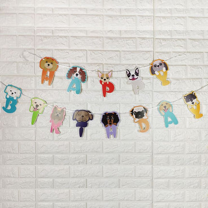 5M Puppy Dog Paper Letters " HAPPY BIRTHDAY" Set Party Decoration Strip - Go2buy Australia