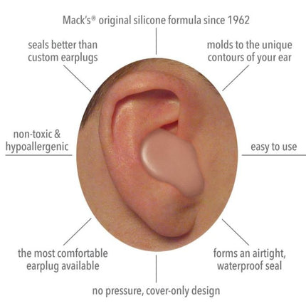 6 Pairs Macks Snoozers Silicone Moldable Earplugs Snore Swim Study 22dB - Go2buy Australia