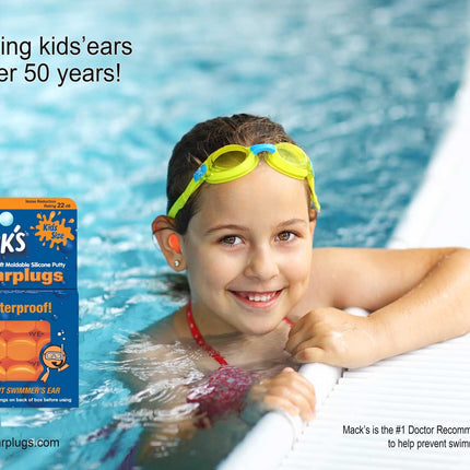6 Pairs Macks Soft Moldable Silicone Kids Earplugs Swim Study Sleep - Go2buy Australia